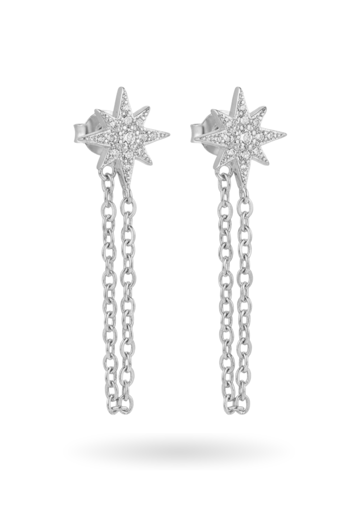 Boucles d'Oreilles Acier Inoxydable Étoile Chaine