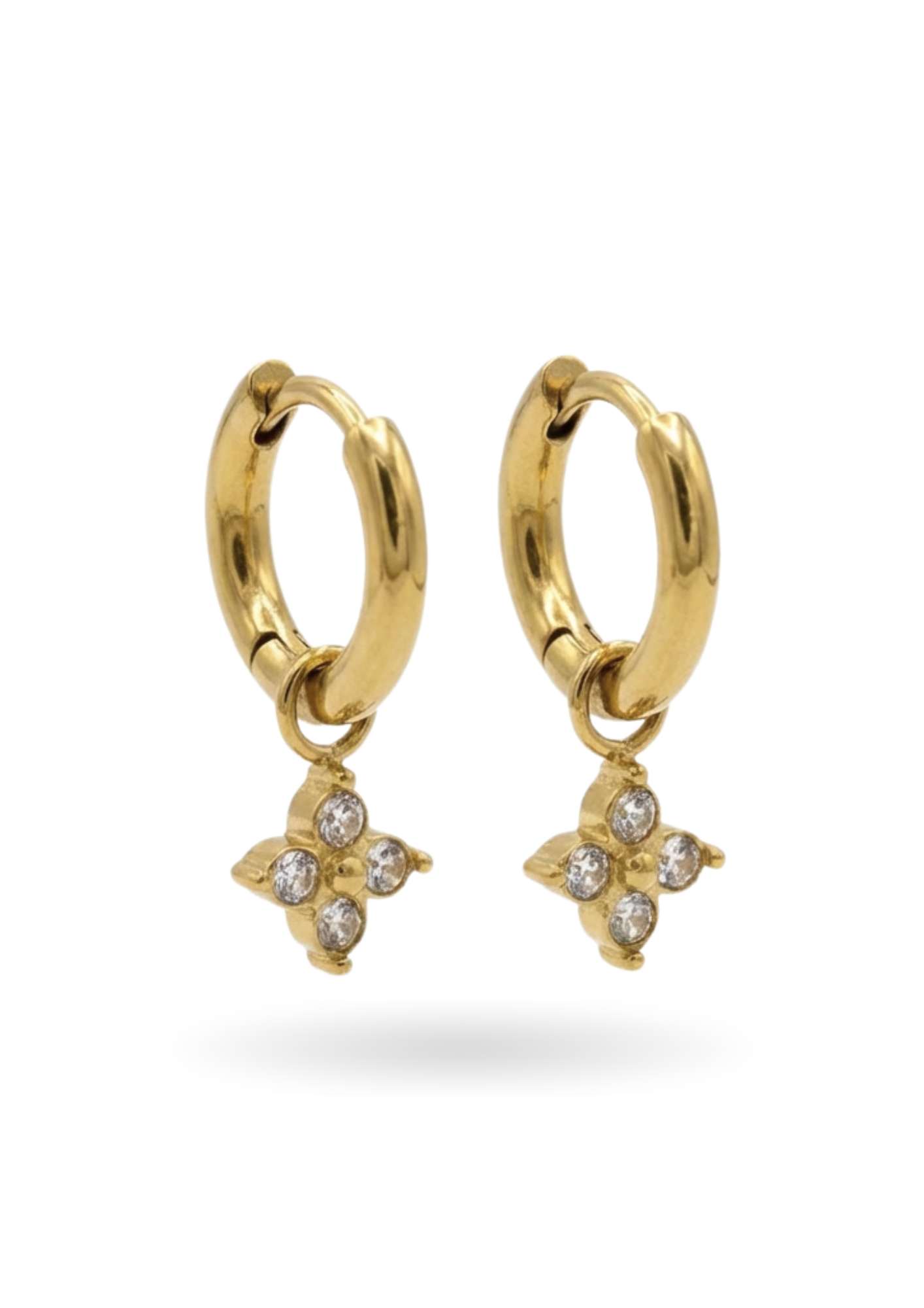 Boucles d'Oreilles Acier Inoxydable Pendentif Trèfle Strass