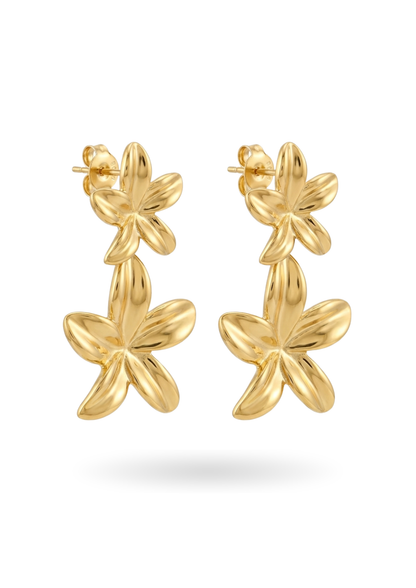 Boucles d'Oreilles Acier Inoxydable Double Fleur