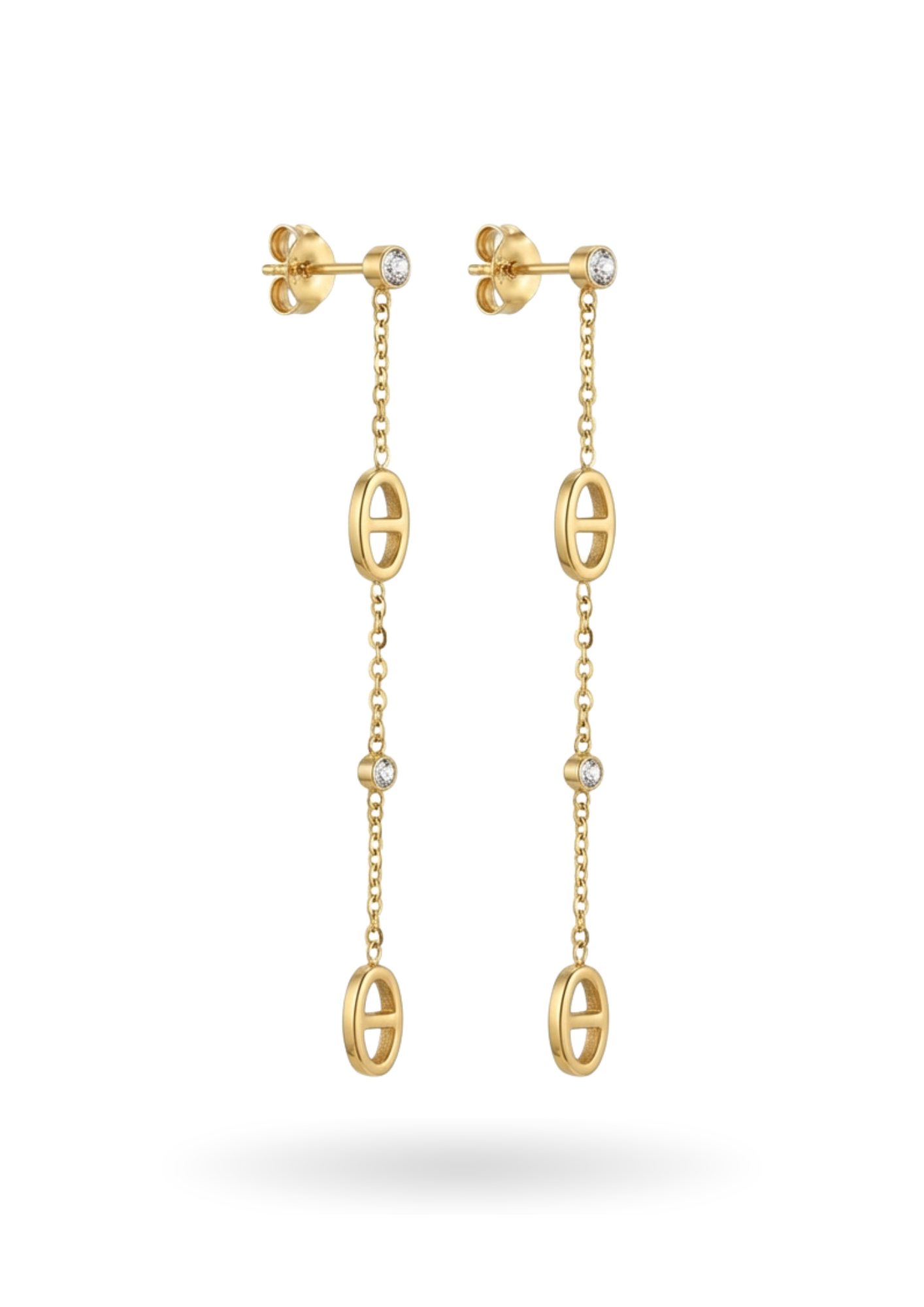 Boucles d'Oreilles Acier Inoxydable Pendante Ovale