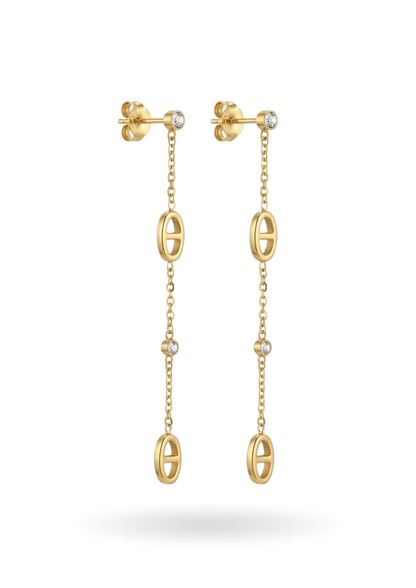 Boucles d'Oreilles Acier Inoxydable Pendante Ovale