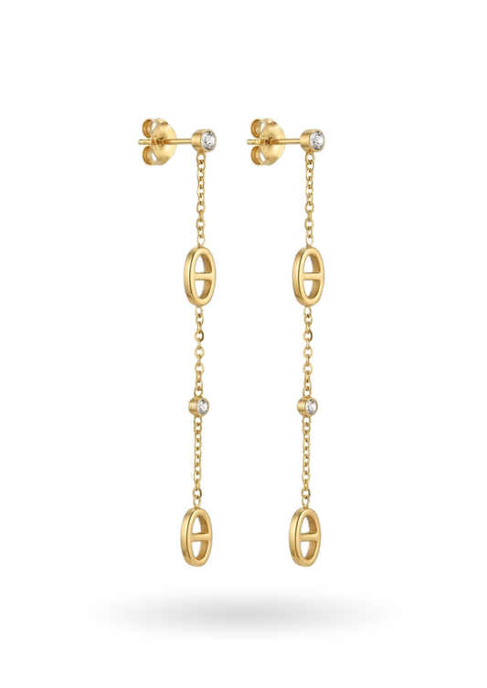Boucles d'Oreilles Acier Inoxydable Pendante Ovale