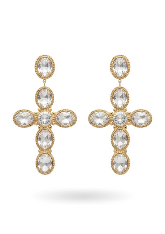 Boucles d'Oreilles Acier Inoxydable Croix Design