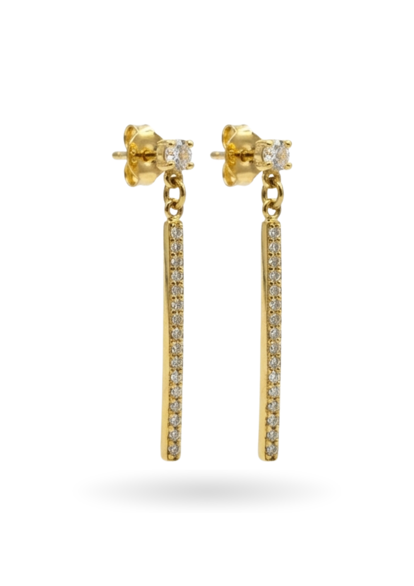 Boucles d'Oreilles Acier Inoxydable Barre Strass