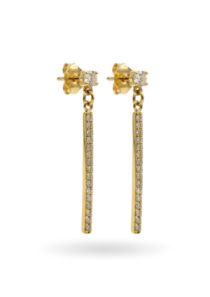 Boucles d'Oreilles Acier Inoxydable Barre Strass