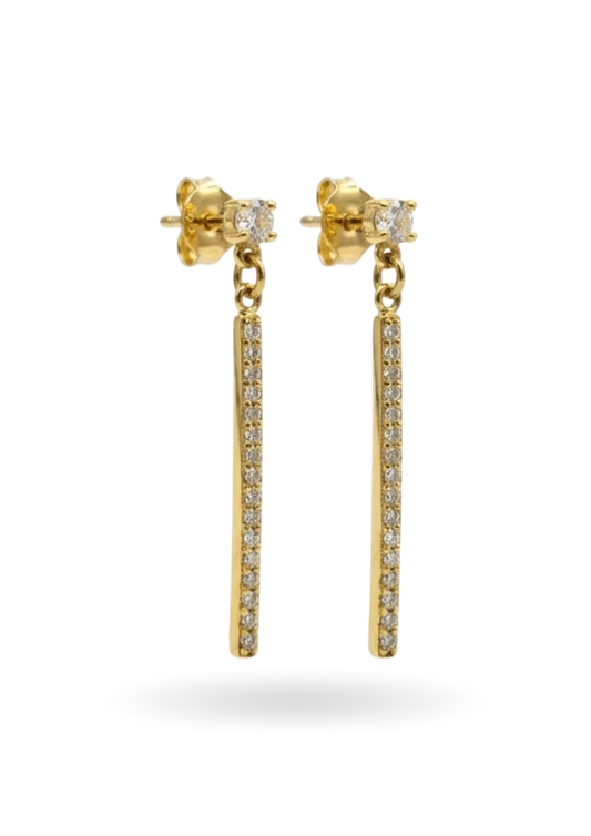Boucles d'Oreilles Acier Inoxydable Barre Strass