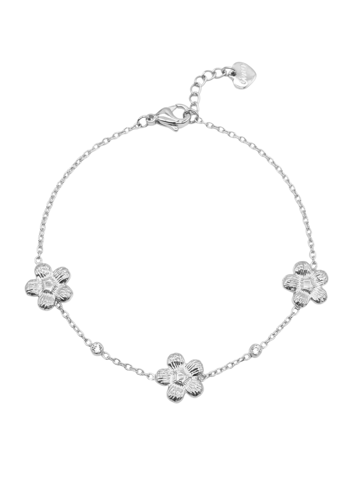 Bracelet Acier Inoxydable Fleur Zircon