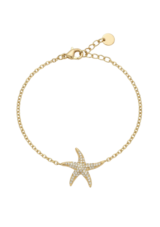 Bracelet Acier Inoxydable Étoile de Mer Strass