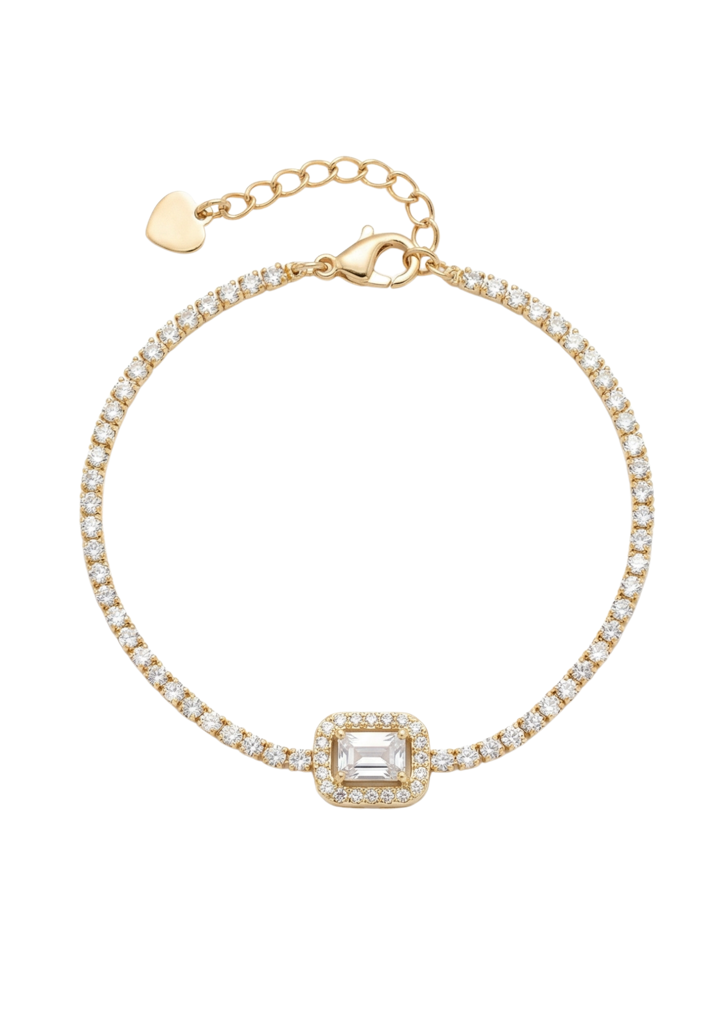 Bracelet Acier Inoxydable Carré Zircons
