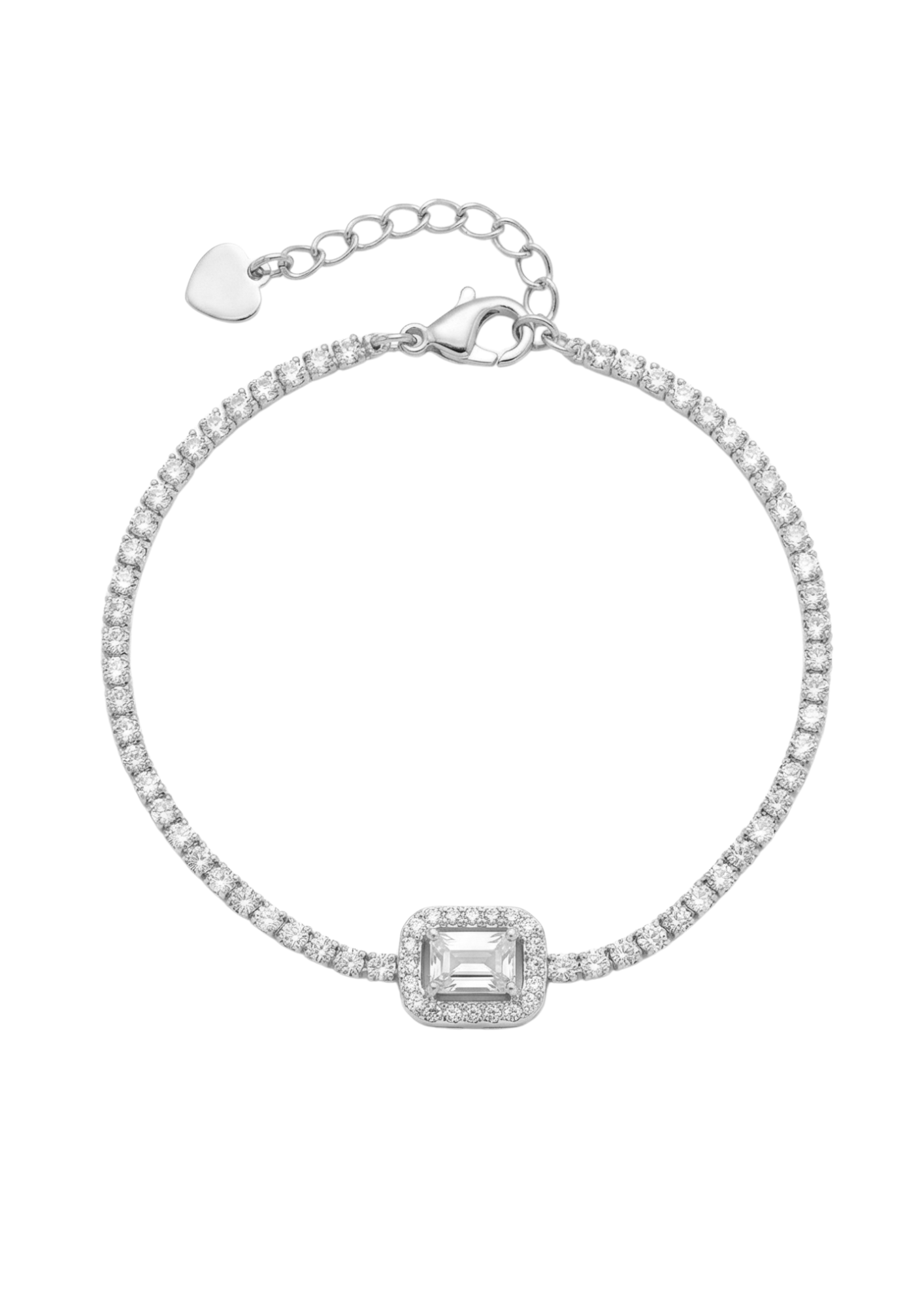 Bracelet Acier Inoxydable Carré Zircons