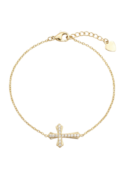Bracelet Acier Inoxydable Croix Strass