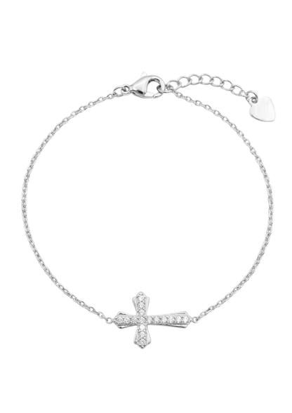 Bracelet Acier Inoxydable Croix Strass