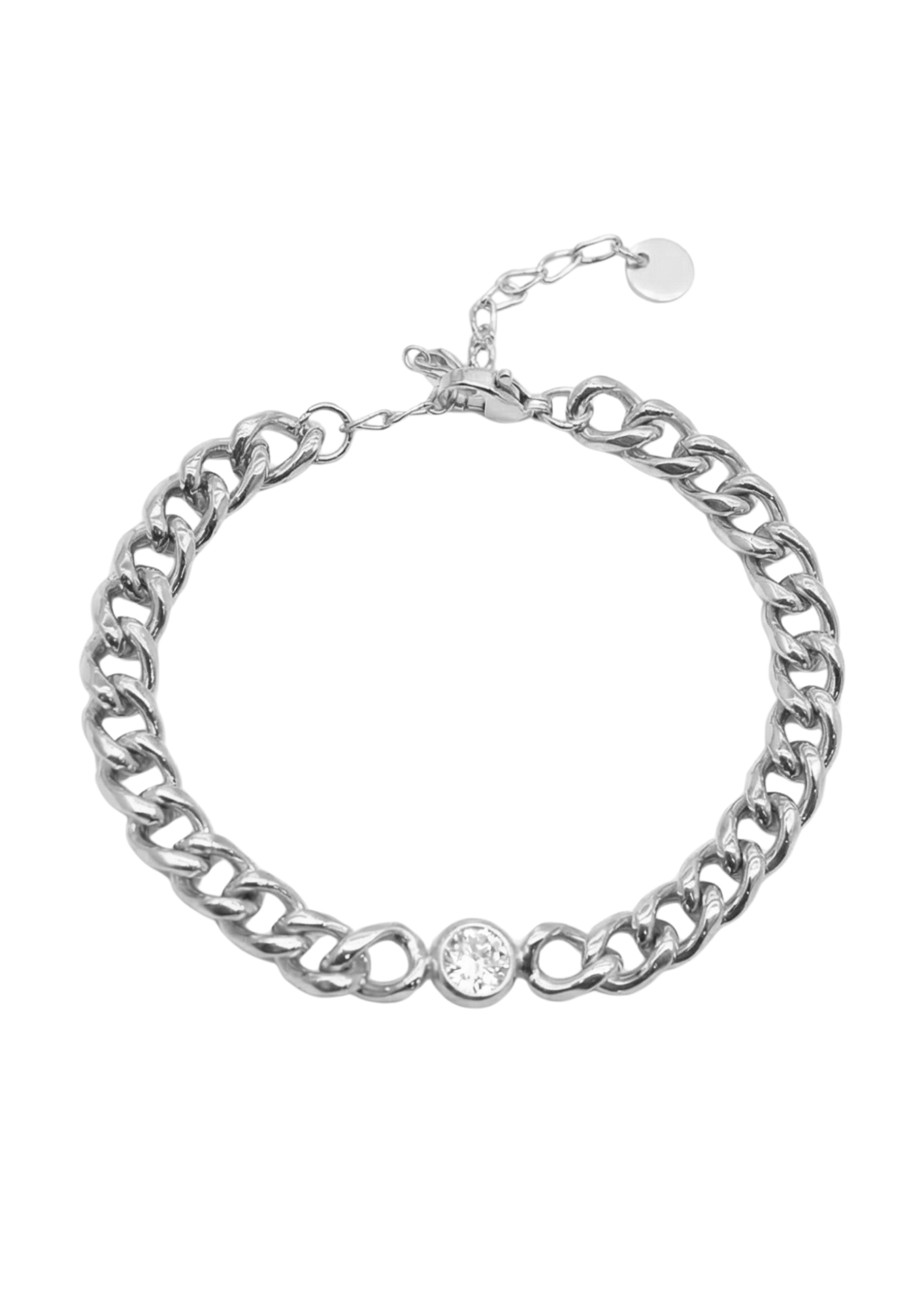 Bracelet Acier Inoxydable Gourmette Strass