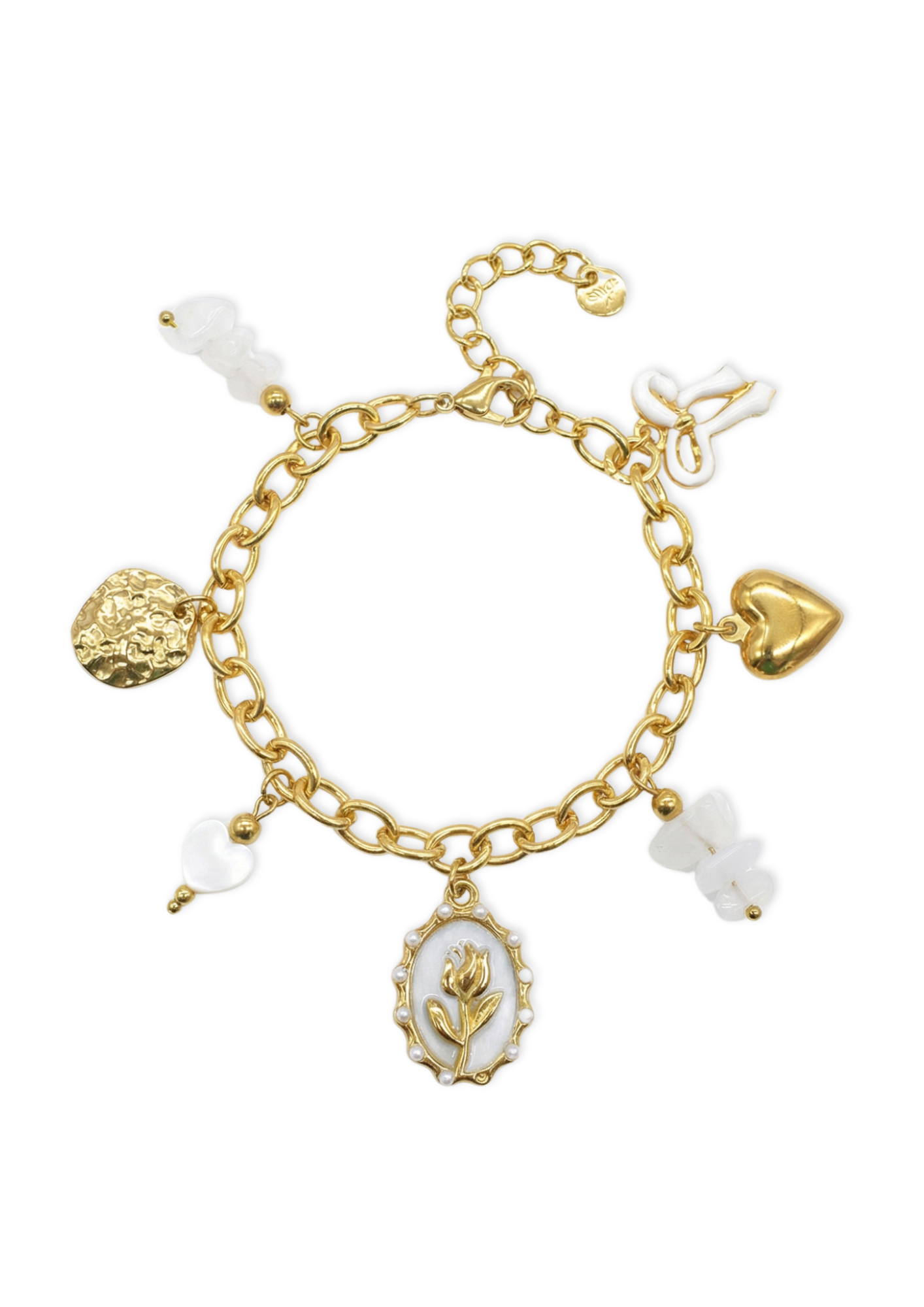 Bracelet Charms Médaille Fleur pas cher