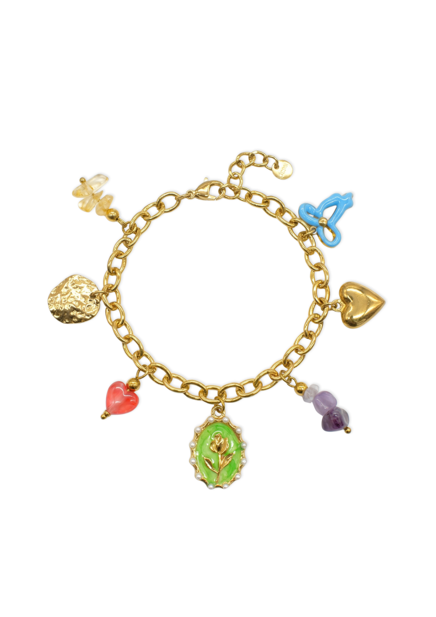 Bracelet Charms Médaille Fleur pas cher