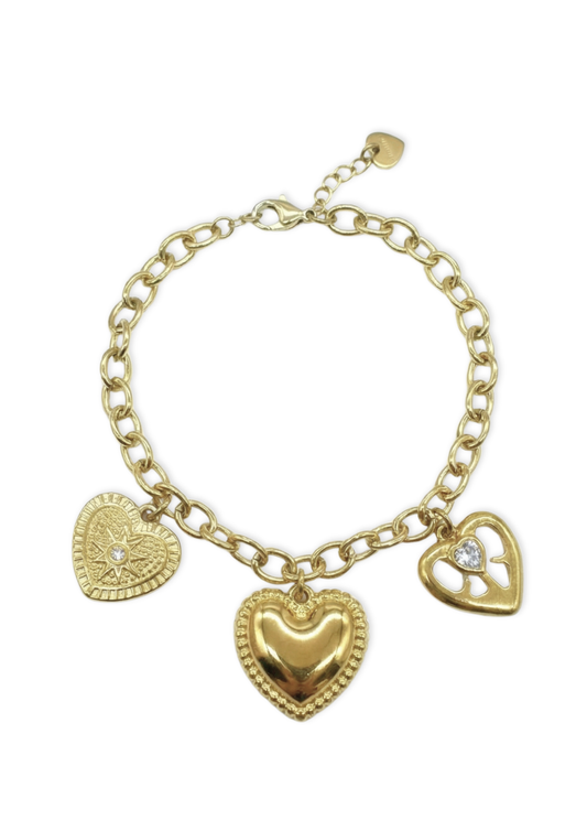 Bracelet Charms Triple Cœur