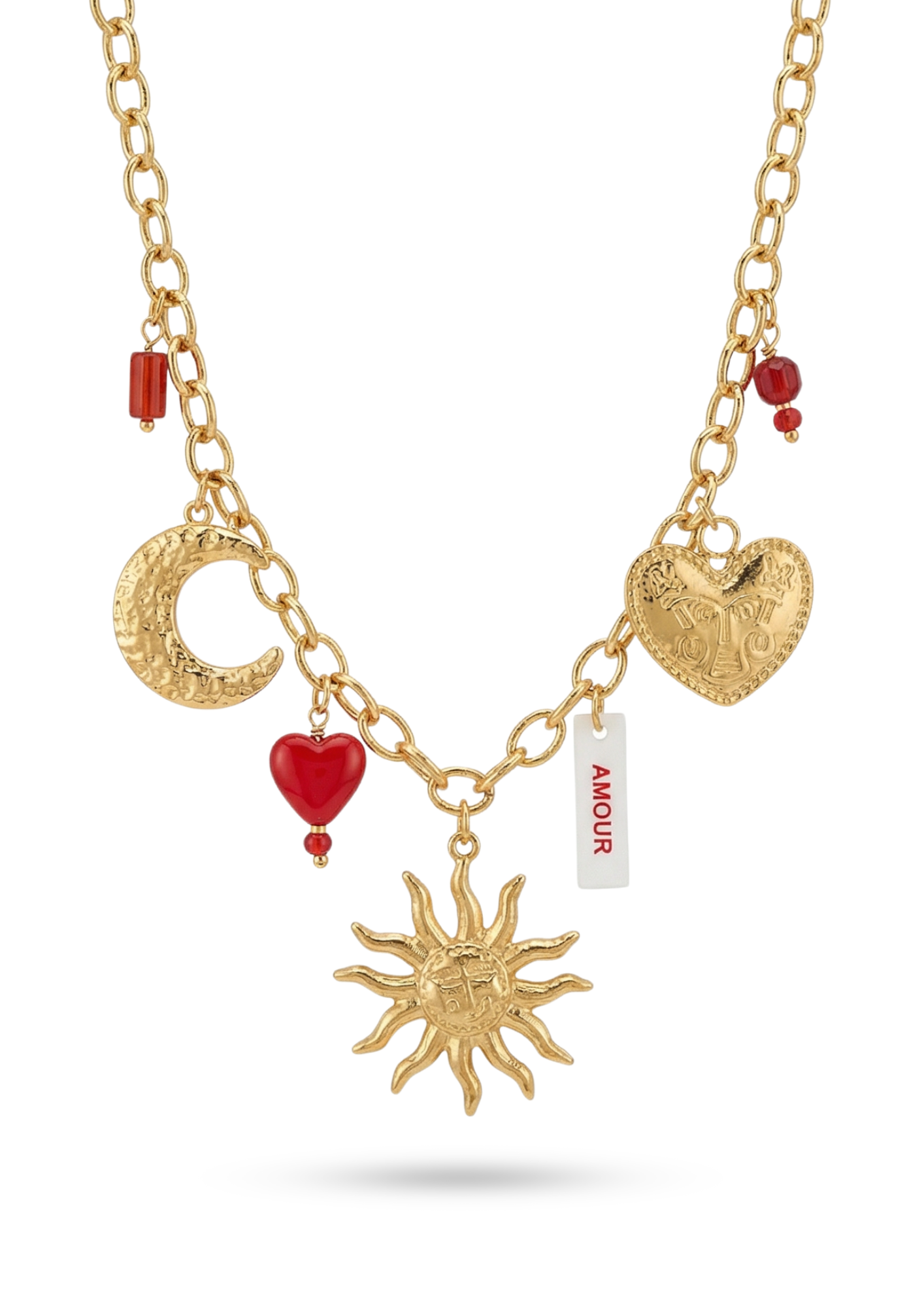Collier Charms Or Rouge