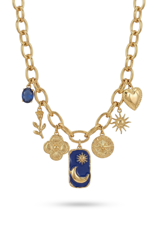 Collier Charms Bleu Céleste