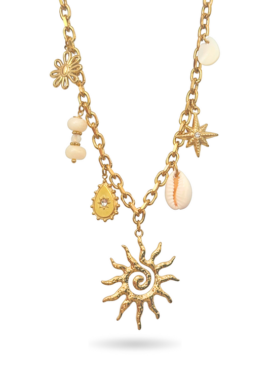 collier charms soleil or