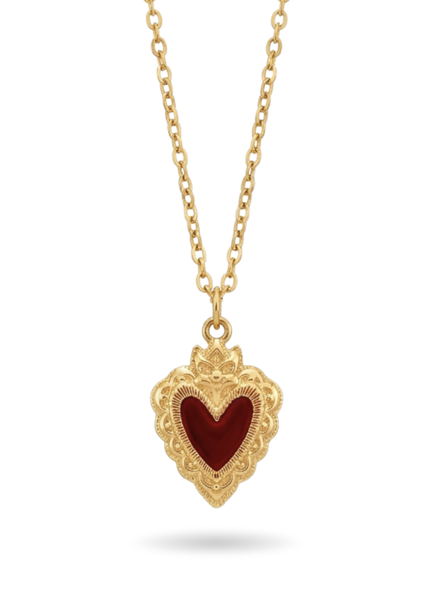 Collier Acier Inoxydable Cœur Rouge
