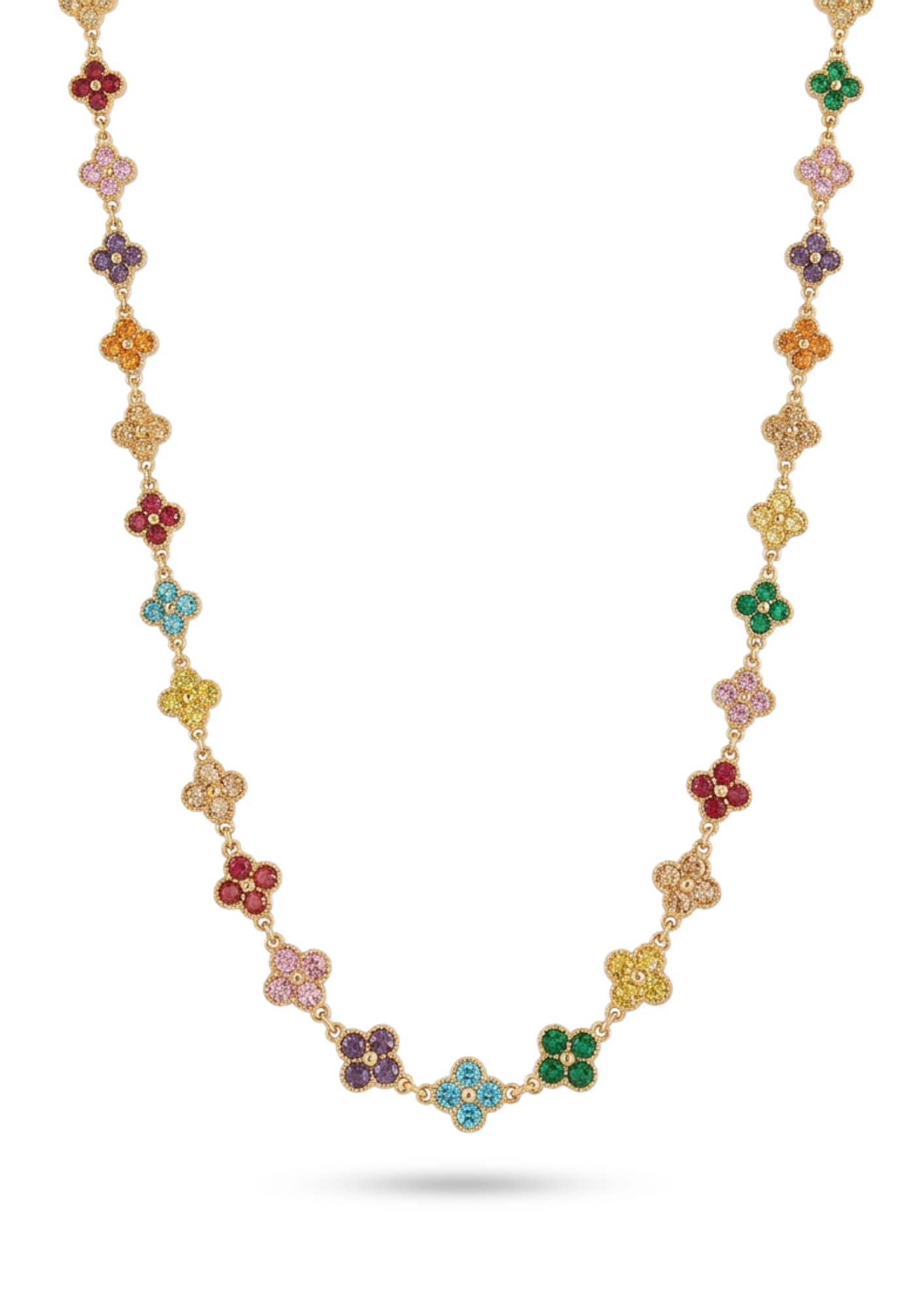 Collier Trèfle Multicolore Acier Inoxydable