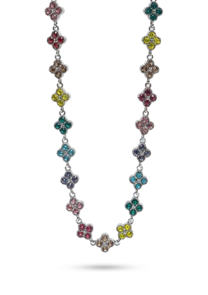 Collier Trèfle Multicolore argent