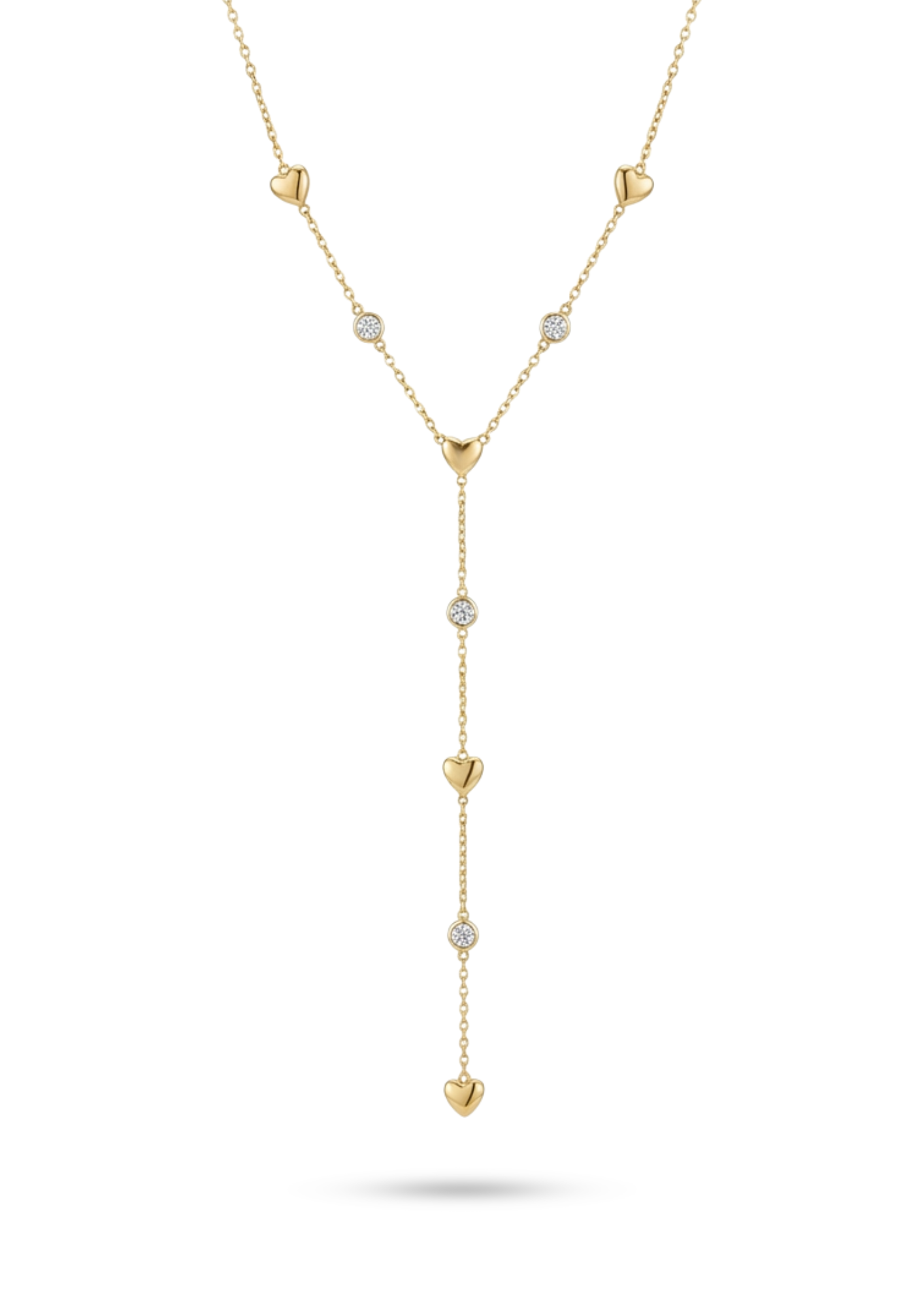Collier Y Acier Inoxydable Cœur Strass