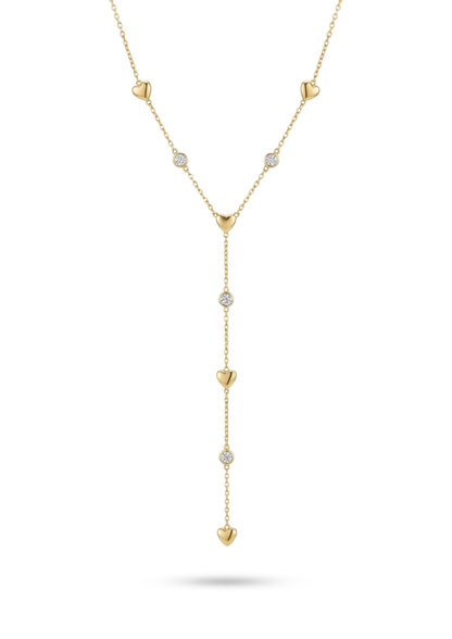 Collier Y Acier Inoxydable Cœur Strass