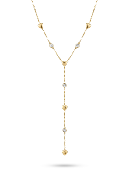 Collier Y Acier Inoxydable Cœur Strass