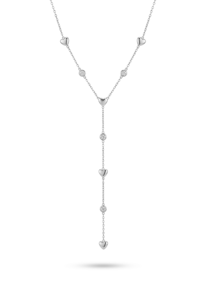 Collier Y Acier Inoxydable Cœur Strass