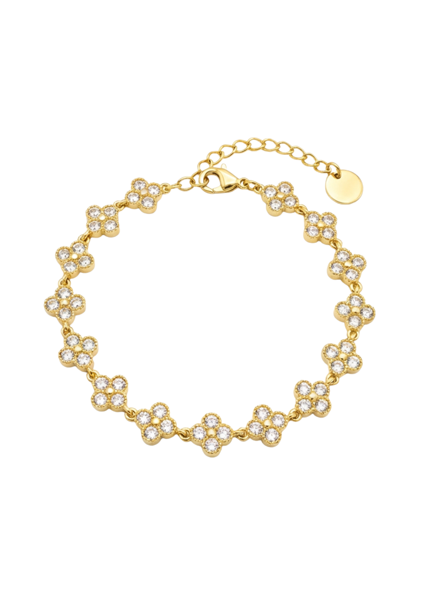 Bracelet Acier Inoxydable Fleur Strass