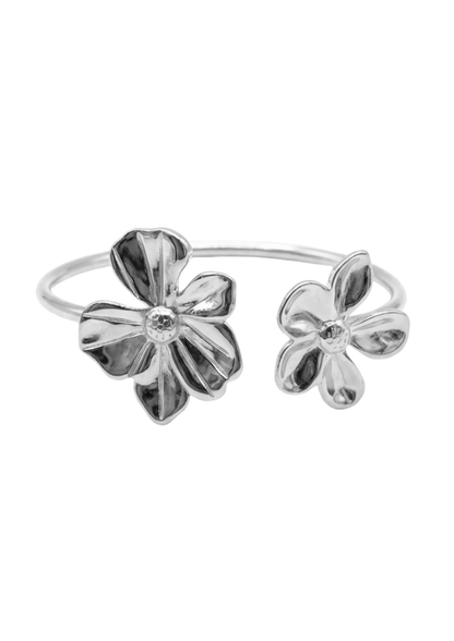 Jonc Acier Inoxydable Fleur Asymétrique