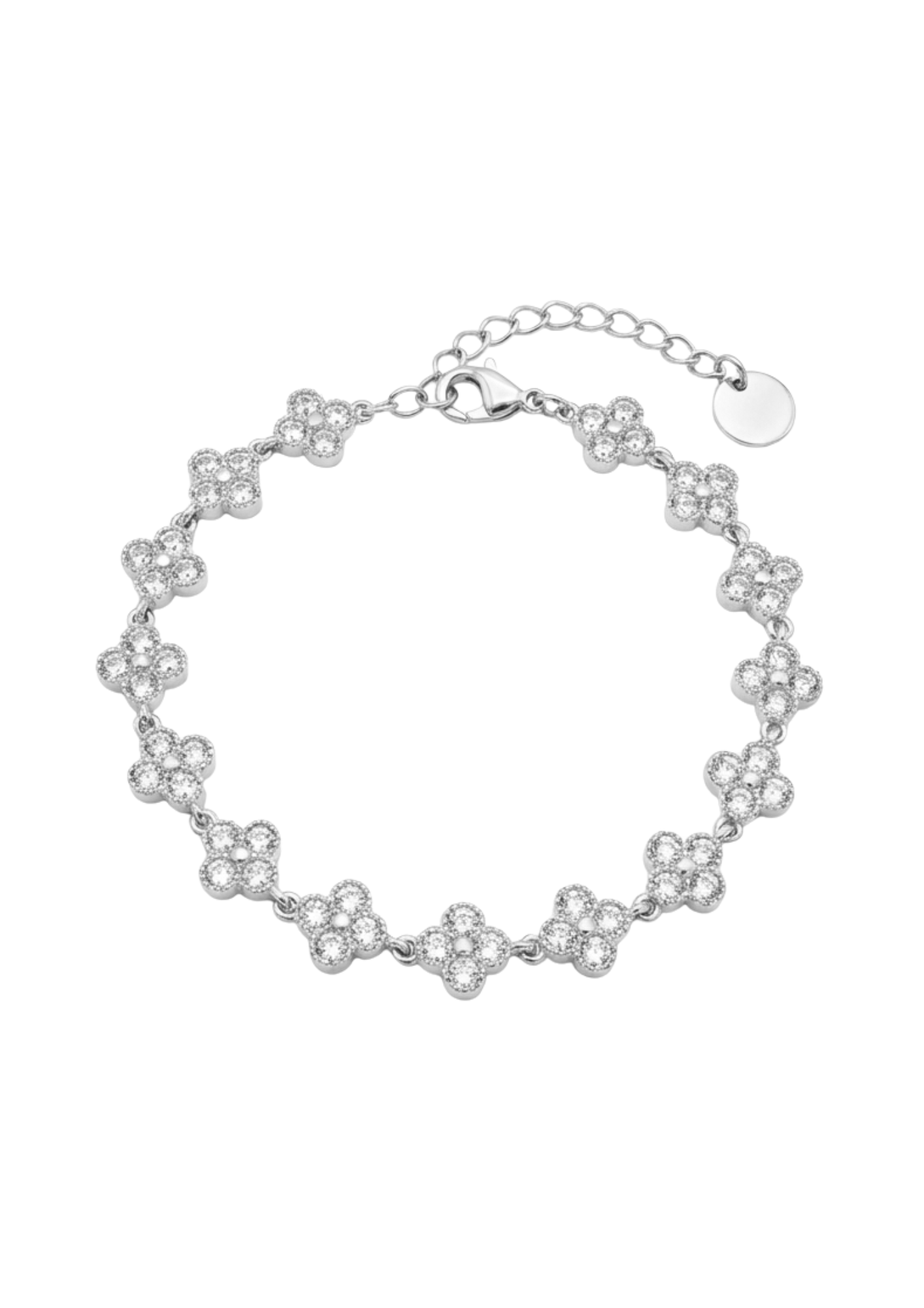 Bracelet Acier Inoxydable Fleur Strass