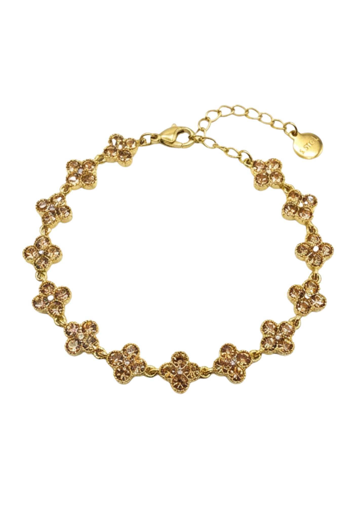 Bracelet Acier Inoxydable Fleur Strass rose