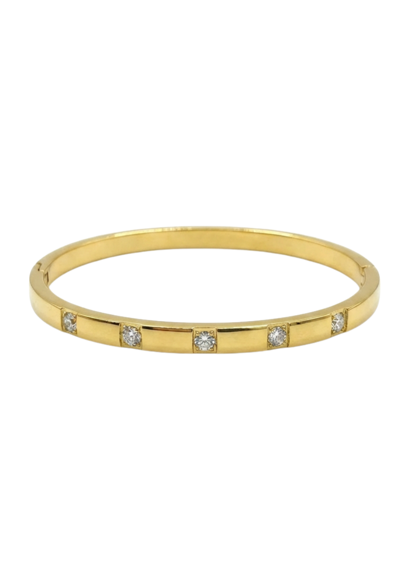 Jonc Acier Inoxydable Strass Carré