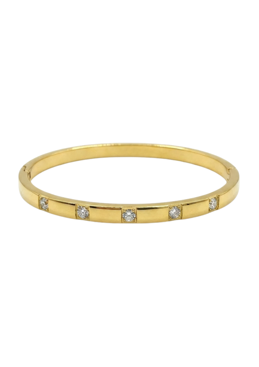 Jonc Acier Inoxydable Strass Carré