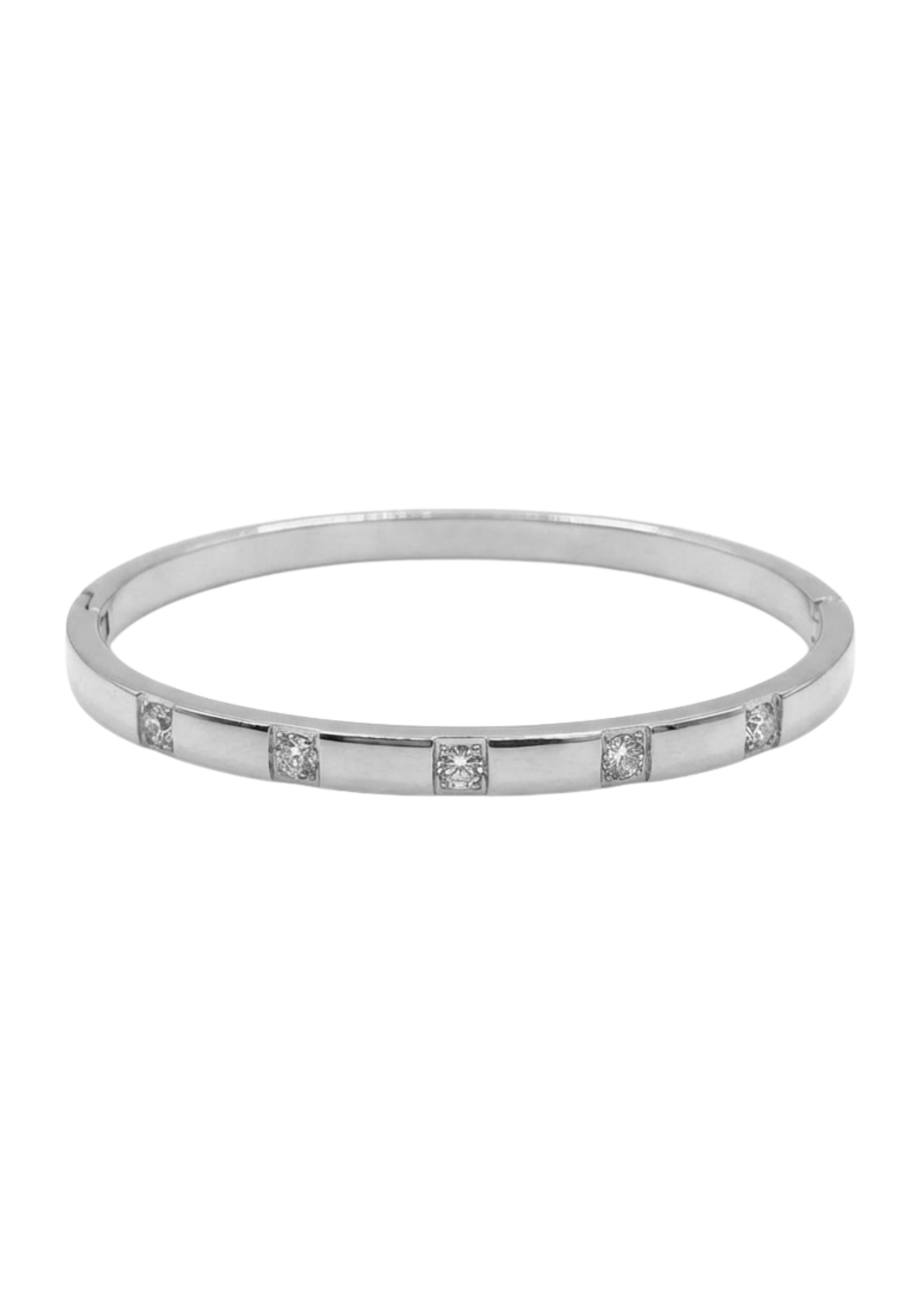 Jonc Acier Inoxydable Strass Carré