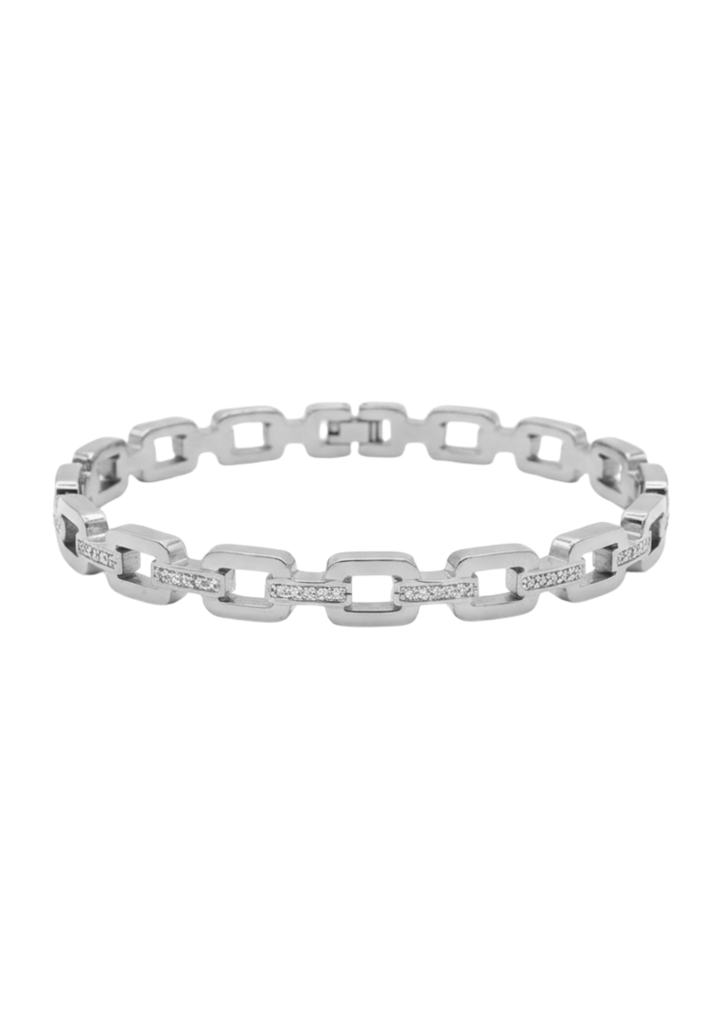 Jonc Acier Inoxydable Rectangulaire Strass