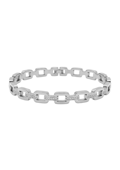 Jonc Acier Inoxydable Rectangulaire Strass