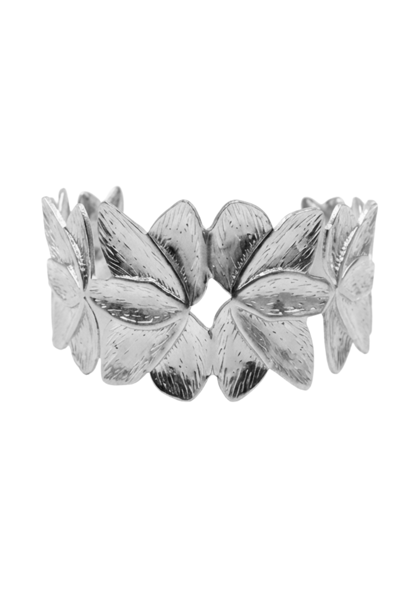Jonc Manchette Acier Inoxydable Floral