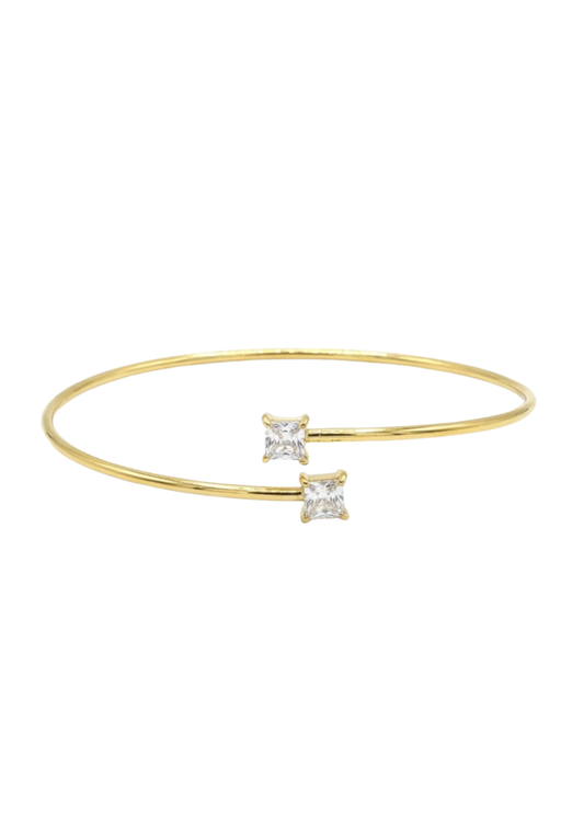 Jonc Acier Inoxydable Double Strass