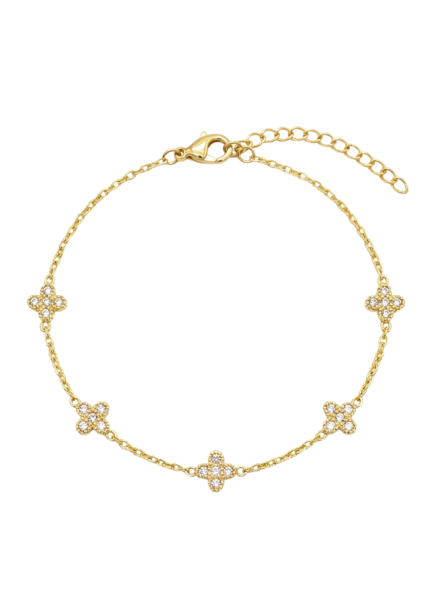 Bracelet Acier Inoxydable Trèfle Strass