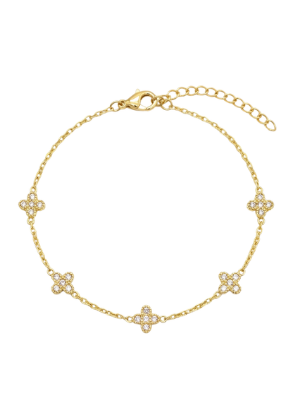 Bracelet Acier Inoxydable Trèfle Strass