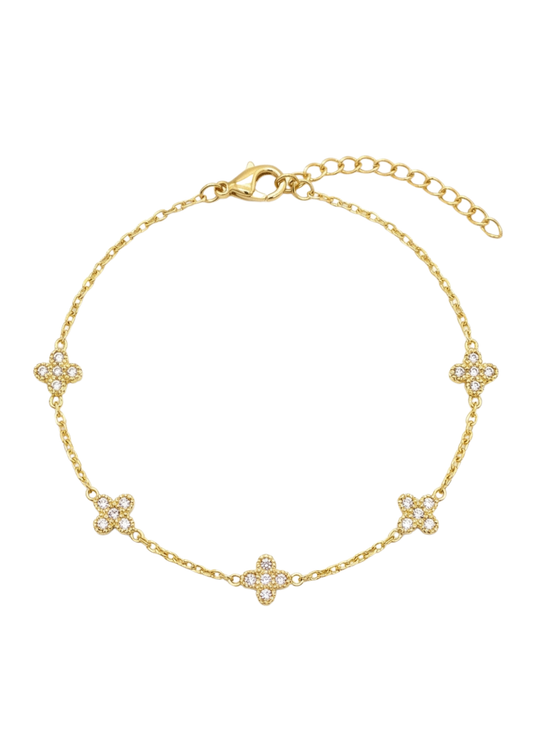 Bracelet Acier Inoxydable Trèfle Strass
