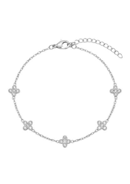 Bracelet Acier Inoxydable Trèfle Strass