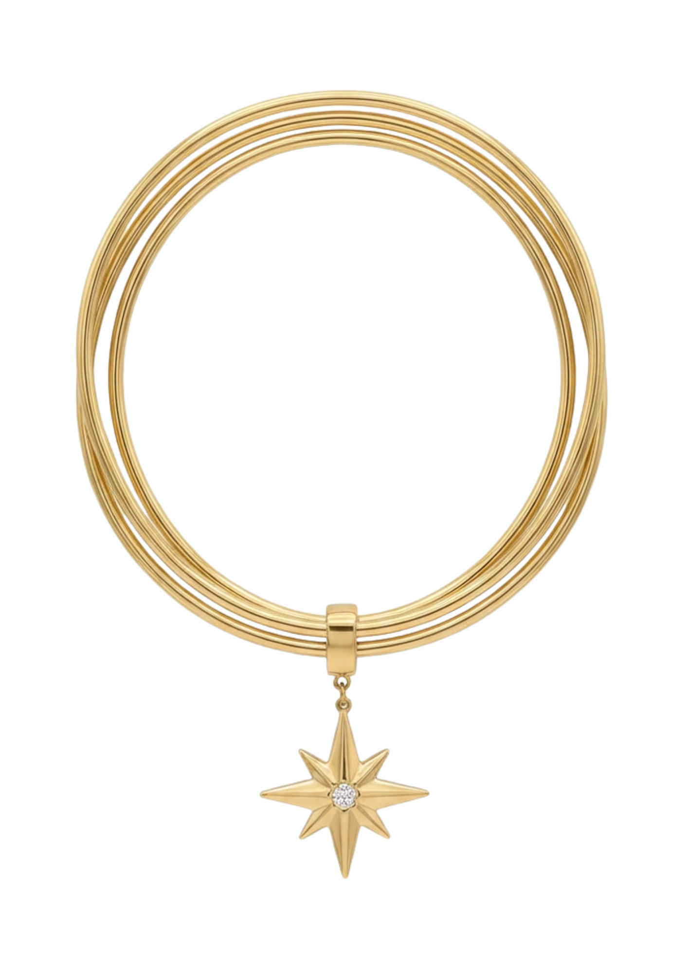 Triple Jonc Breloque Étoile Strass