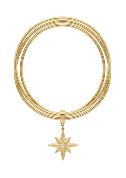 Triple Jonc Breloque Étoile Strass