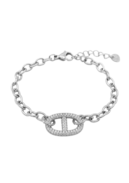 Bracelet Acier Inoxydable Maille Marine Zircon