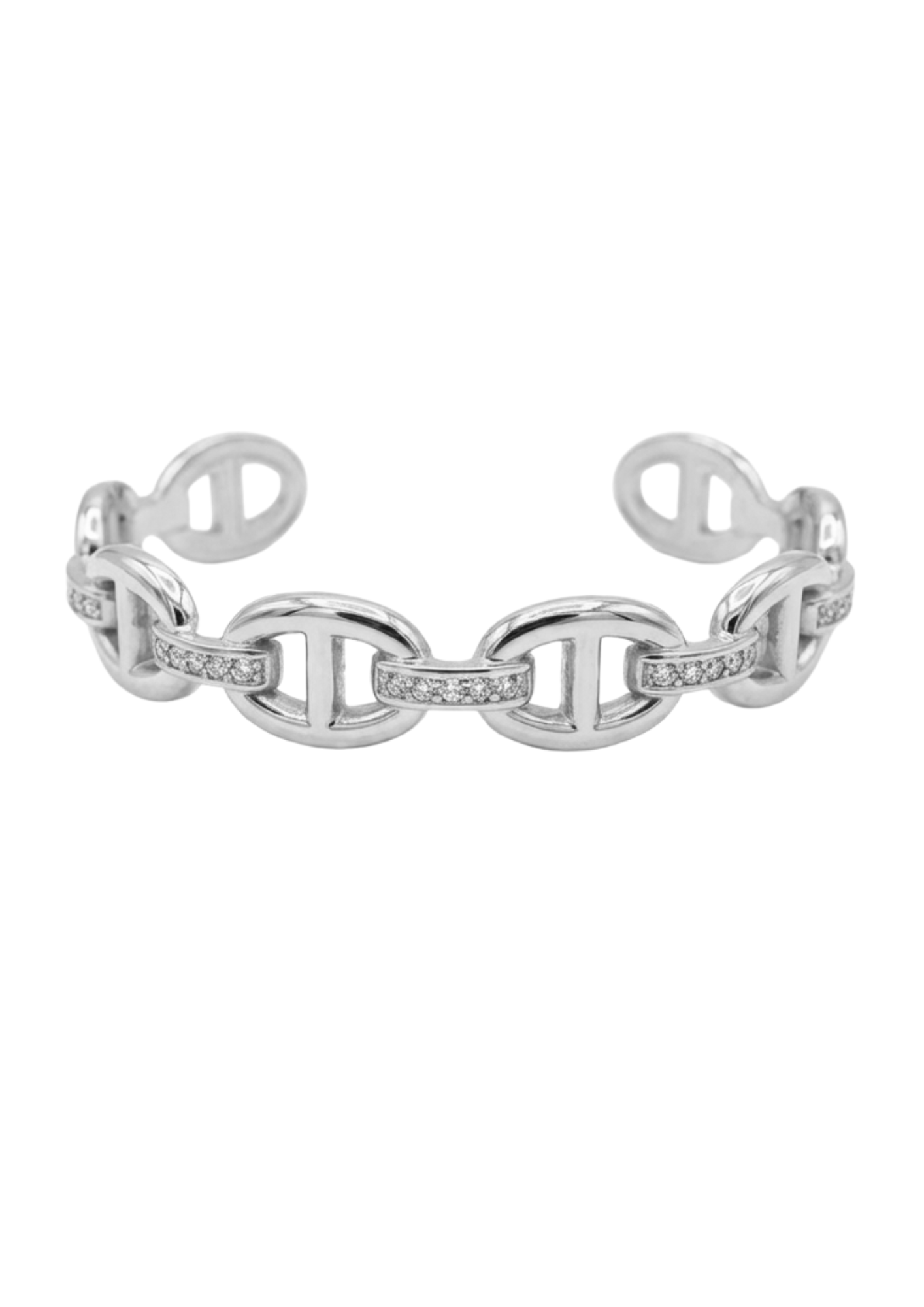 Jonc Acier Inoxydable Ovale Strass