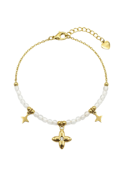 Bracelet Acier Inoxydable Perles Pendentif